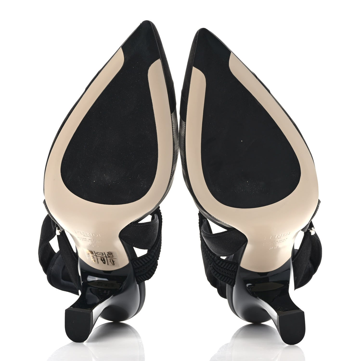 Fendi Technical Mesh FF Colibri 85mm Slingback Pumps 39 Black 5 of 7