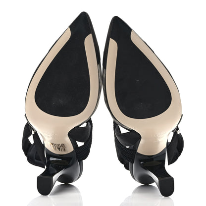 Fendi Technical Mesh FF Colibri 85mm Slingback Pumps 39 Black 5 of 7