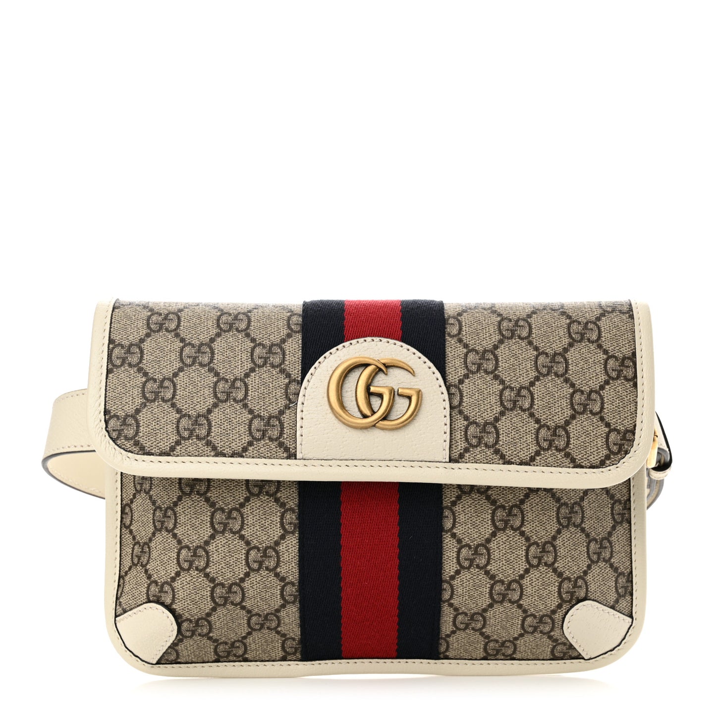 GG Supreme Monogram Web Small Ophidia Belt Bag Beige Ebony White