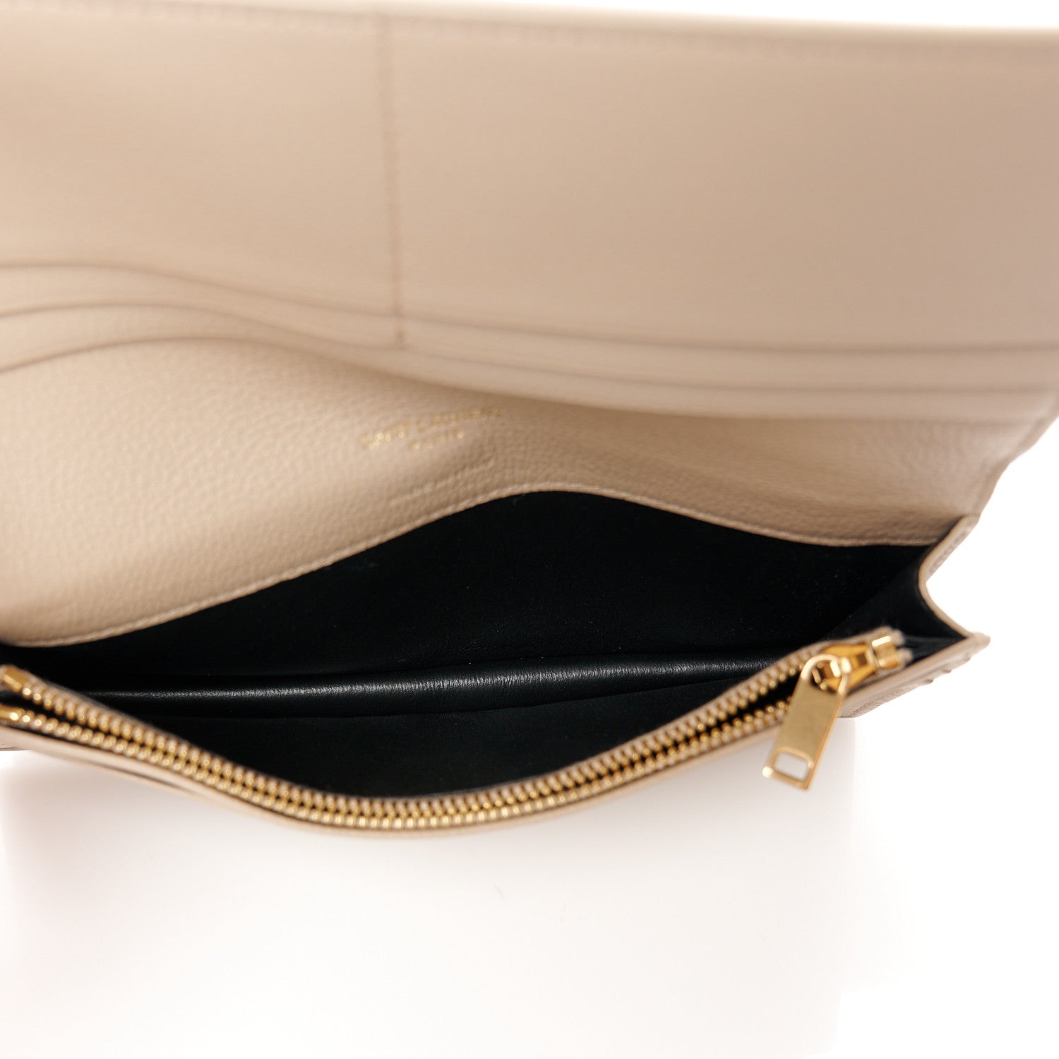 Saint Laurent Calfskin Tiny Monogram Cassandre Wallet Dark Beige 5 of 7