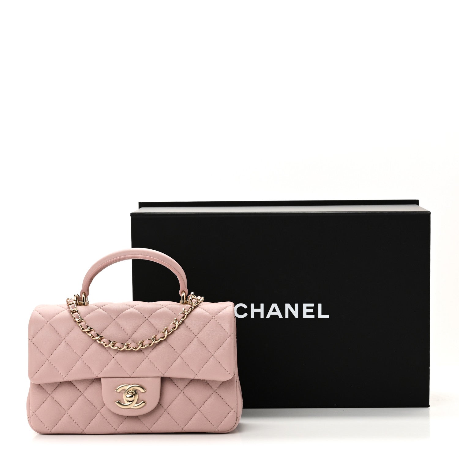 Chanel Lambskin Quilted Mini Top Handle Rectangular Flap Light Pink 11 of 11