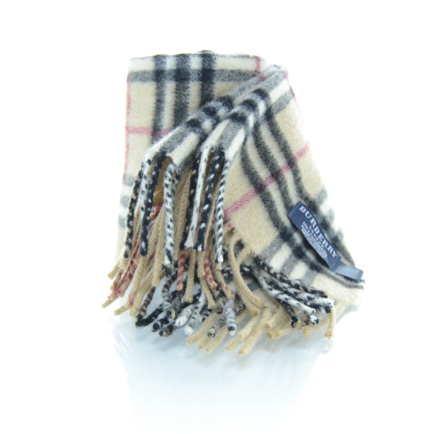 Cashmere Check Fringe Scarf Camel