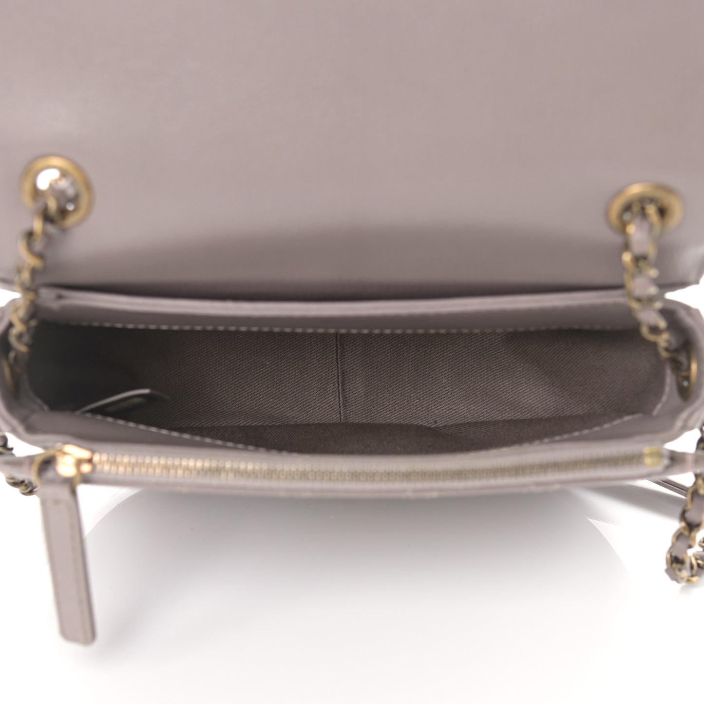 Shiny Calfskin Goatskin Quilted Small Coco Curve Messenger Flap Grey