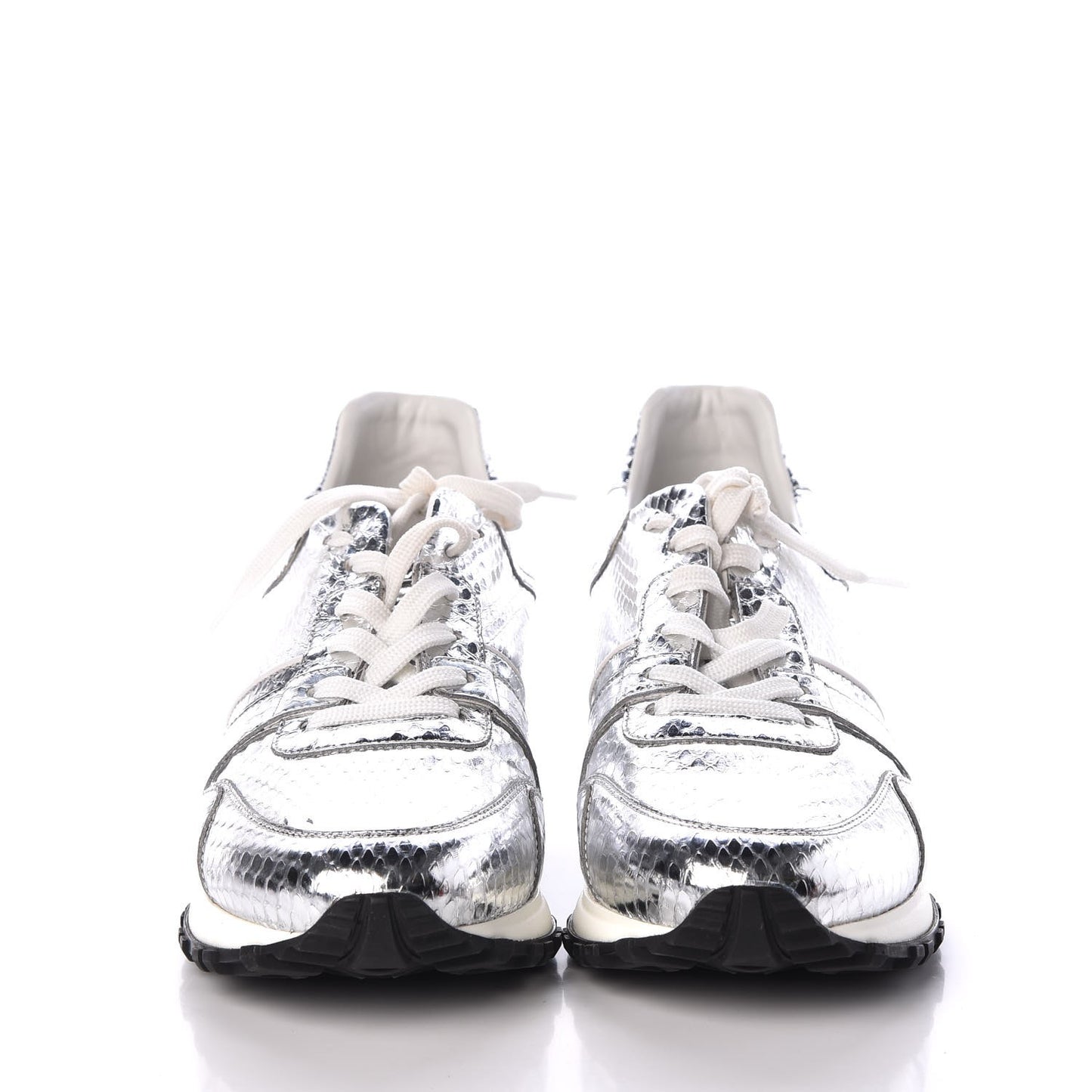 Metallic Python Run Away Sneakers 38.5 Silver