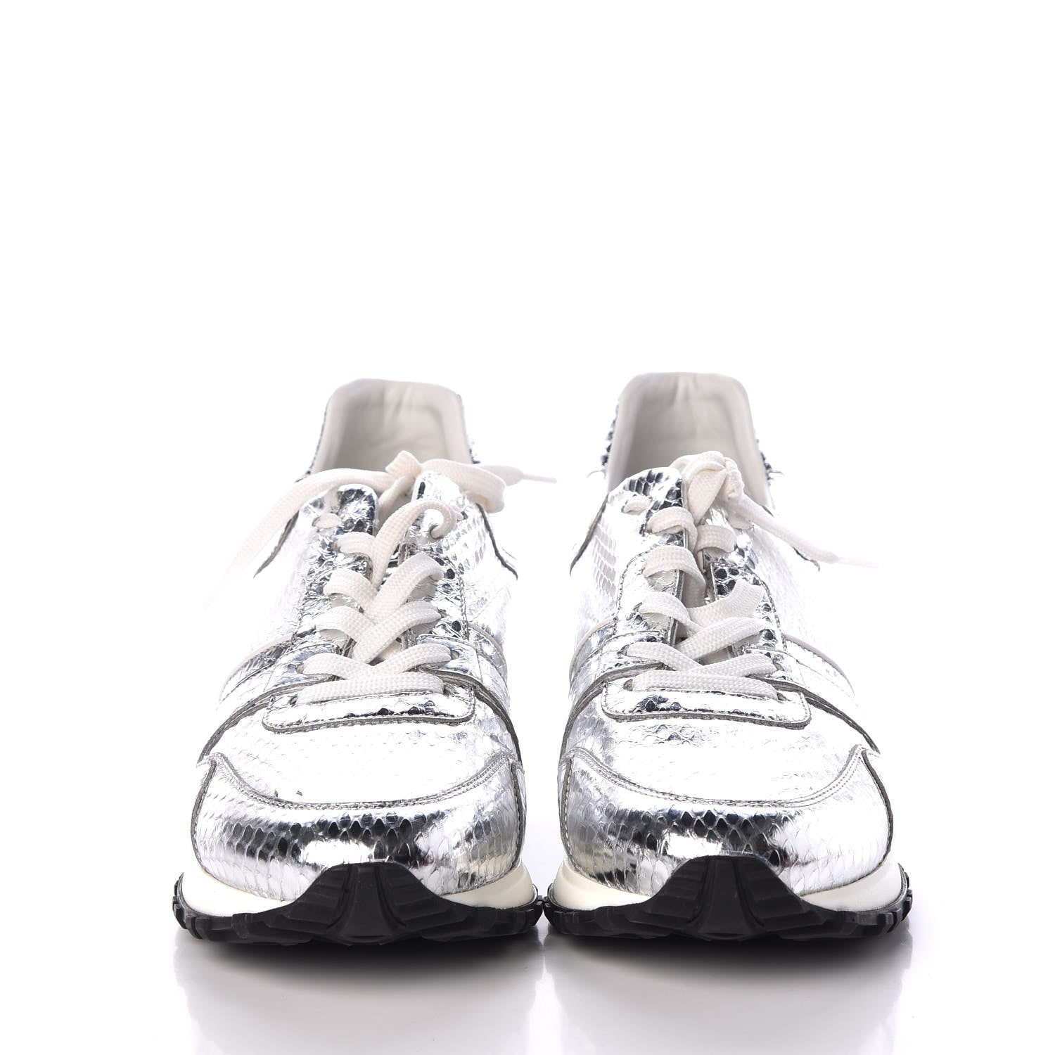 Louis Vuitton Metallic Python Run Away Sneakers 38.5 Silver 2 of 8