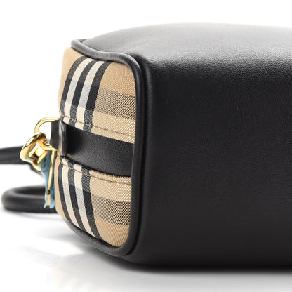 Burberry Calfskin Vintage Check Half Cube Crossbody Bag Black 7 of 8