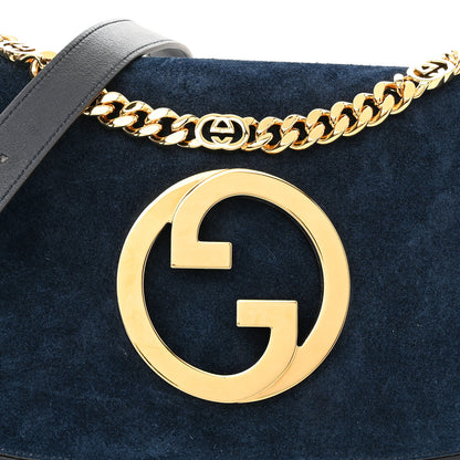 Gucci Suede Talco Roxy Calfskin Blondie Chain Shoulder Flap Bag Blondie Blue 9 of 12