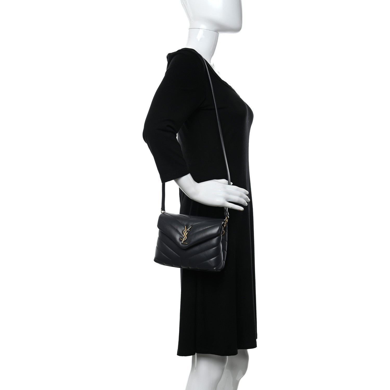 Saint Laurent Calfskin Y Quilted Monogram Toy Loulou Crossbody Bag Graphite 2 of 11