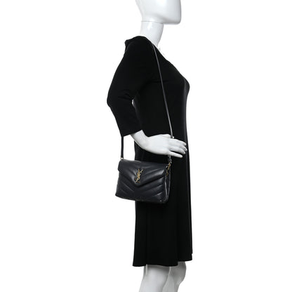 Saint Laurent Calfskin Y Quilted Monogram Toy Loulou Crossbody Bag Graphite 2 of 11