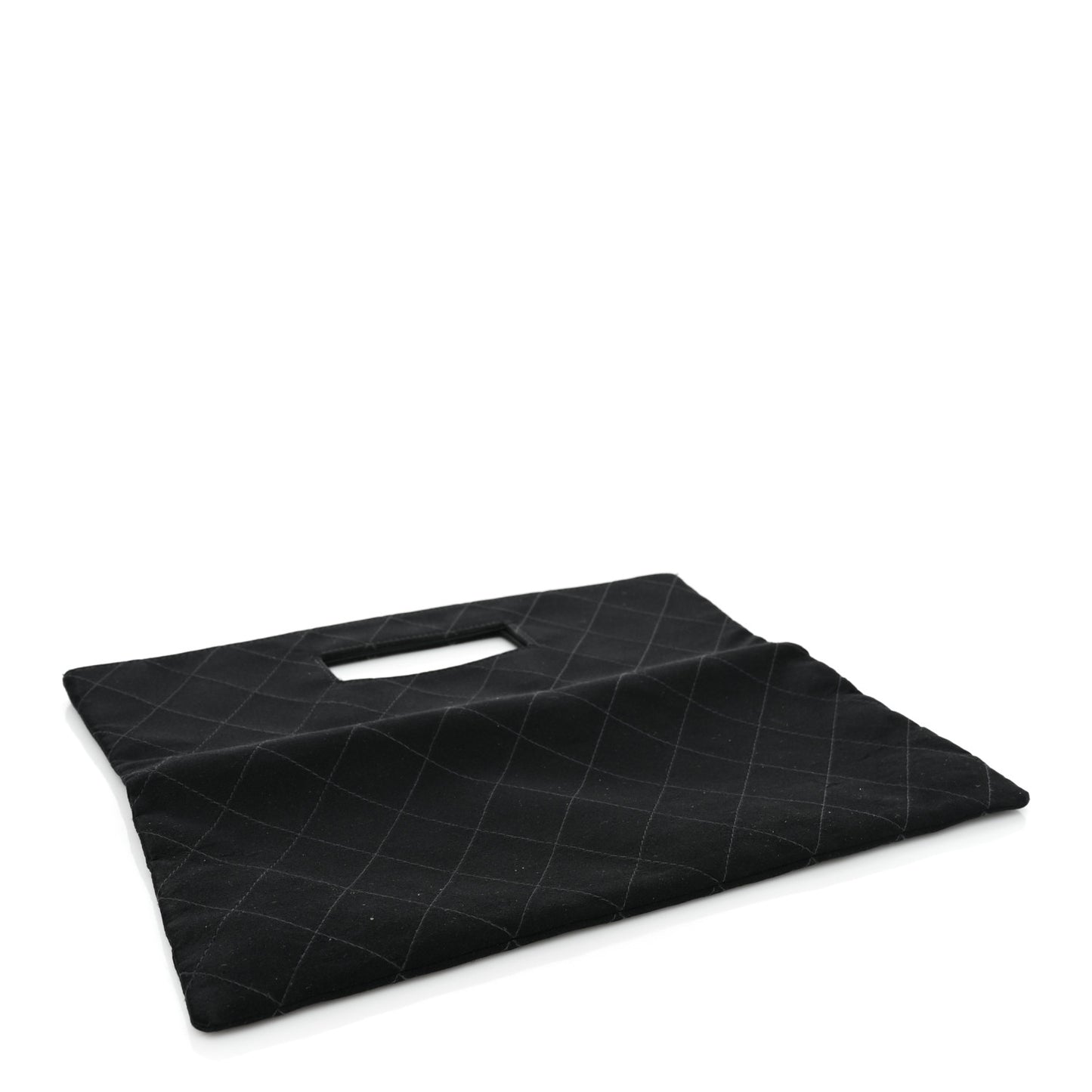 Satin Stitched Cutout Handle Clutch Black