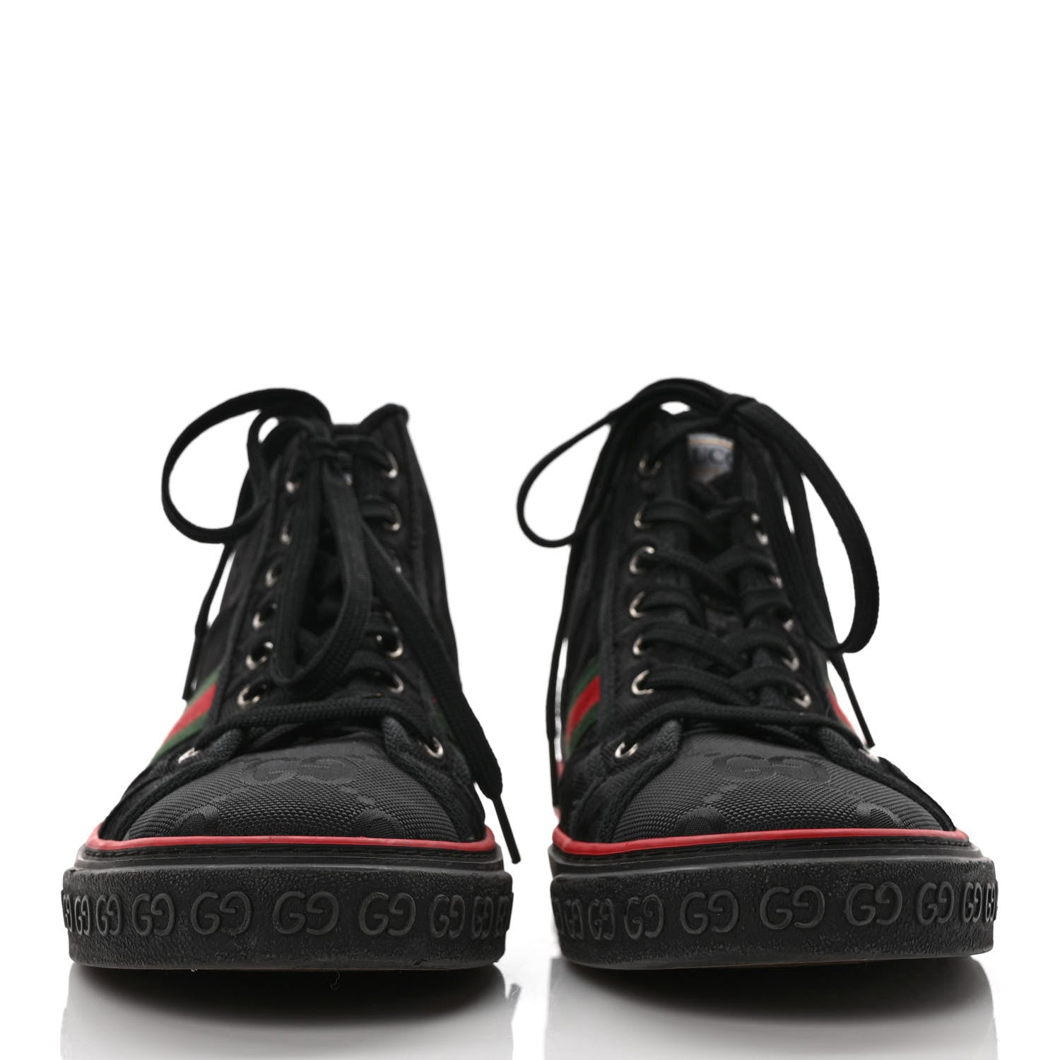 Gucci Econyl Nylon Web Monogram Off The Grid Mens 1977 Tennis High Top Sneakers 9 Black 2 of 7