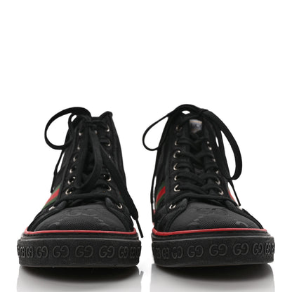 Gucci Econyl Nylon Web Monogram Off The Grid Mens 1977 Tennis High Top Sneakers 9 Black 2 of 7