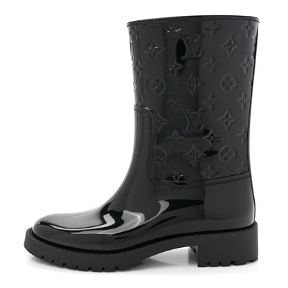 Louis Vuitton Rubber Embossed Monogram Drops Flat Half Boots 41 Black 1 of 8