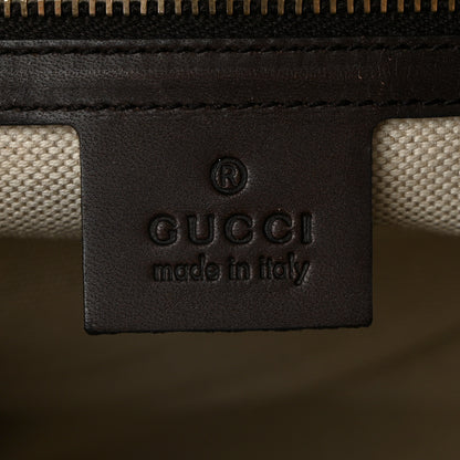 Gucci Monogram Selleria Calfskin Vintage Web Medium Boston Beige Ebony Cocoa 6 of 13