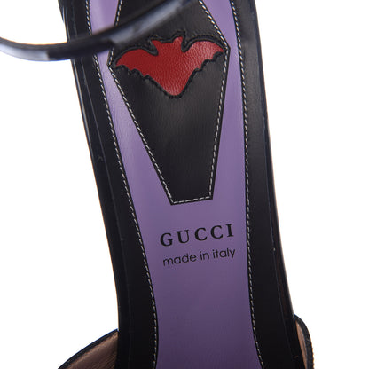 Gucci Patent Crystal GG Bow Sadie Spike Ankle Strap d'Orsay Platform High Heel Pumps 39 Black 6 of 9