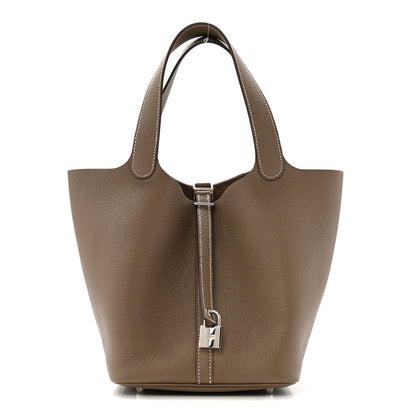 Hermes Taurillon Clemence Picotin Lock 22 MM Etoupe 1 of 11