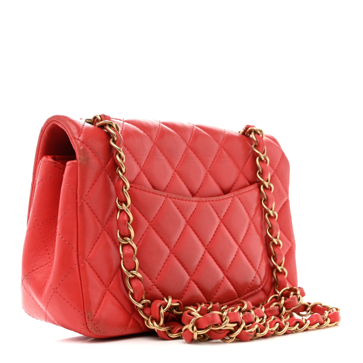 Chanel Lambskin Quilted Mini Rectangular Flap Coral 3 of 17