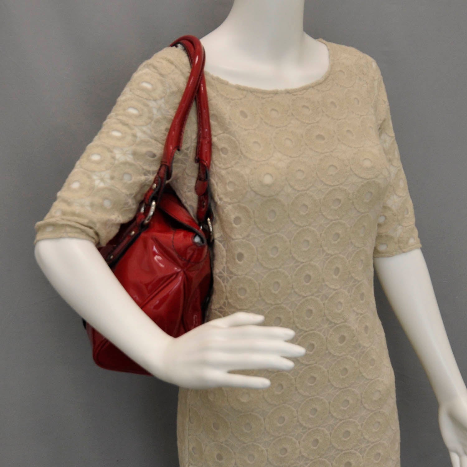 Valentino Garavani Patent Catch Satchel Red 2 of 8