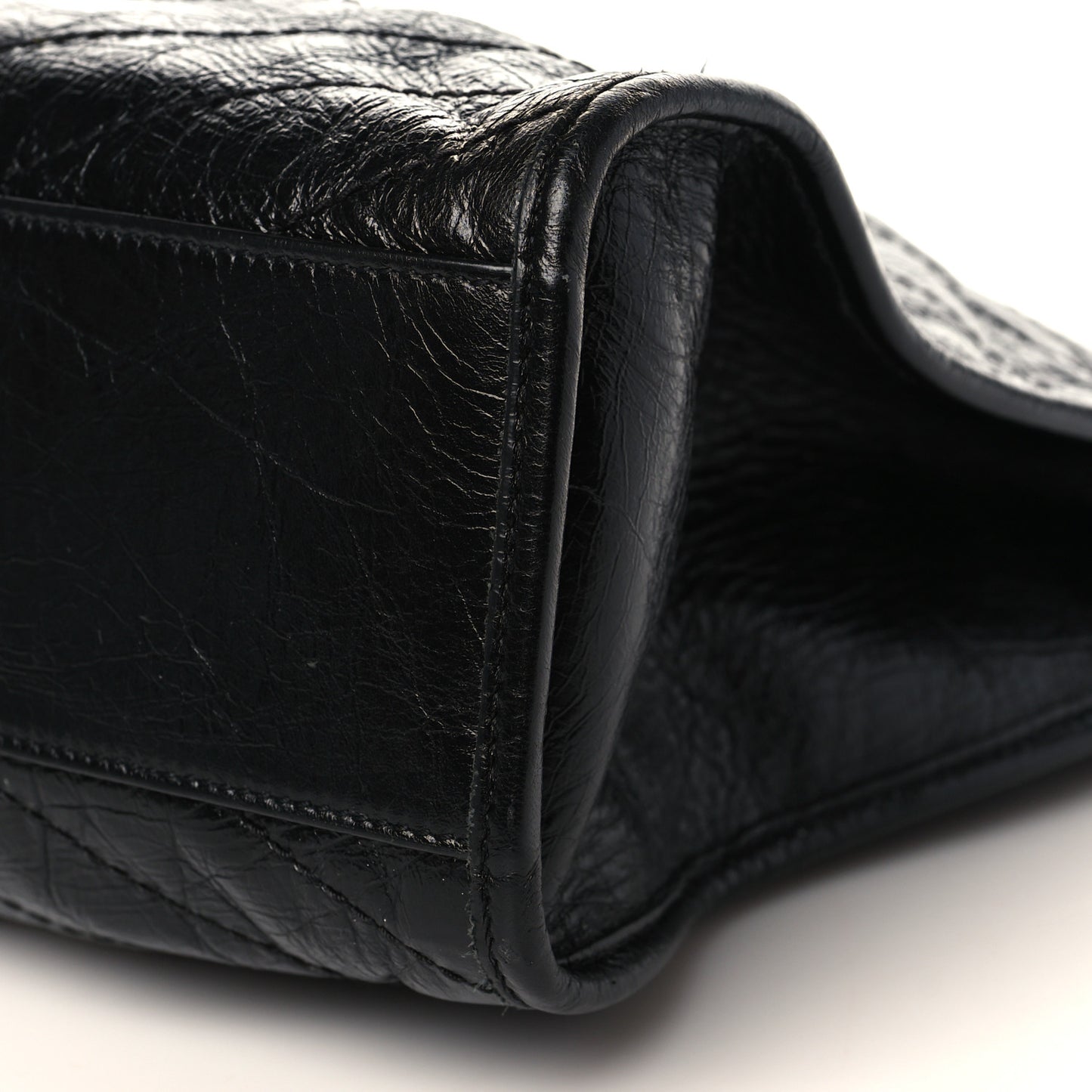 Crinkled Calfskin Matelasse Monogram Medium Niki Shopper Tote Black