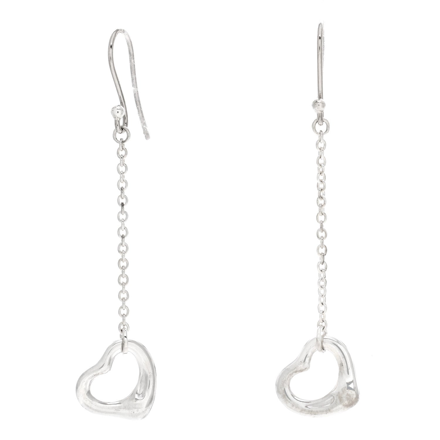 Tiffany Sterling Silver Elsa Peretti Open Heart Drop Earrings 1 of 3