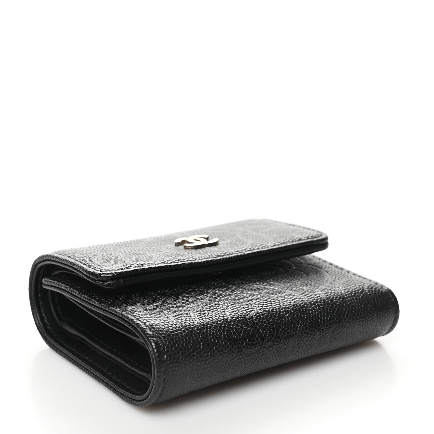 Chanel Caviar Camellia Embossed Compact Wallet Black 4 of 11