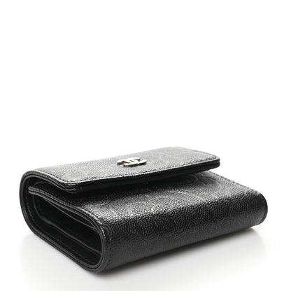Chanel Caviar Camellia Embossed Compact Wallet Black 4 of 11
