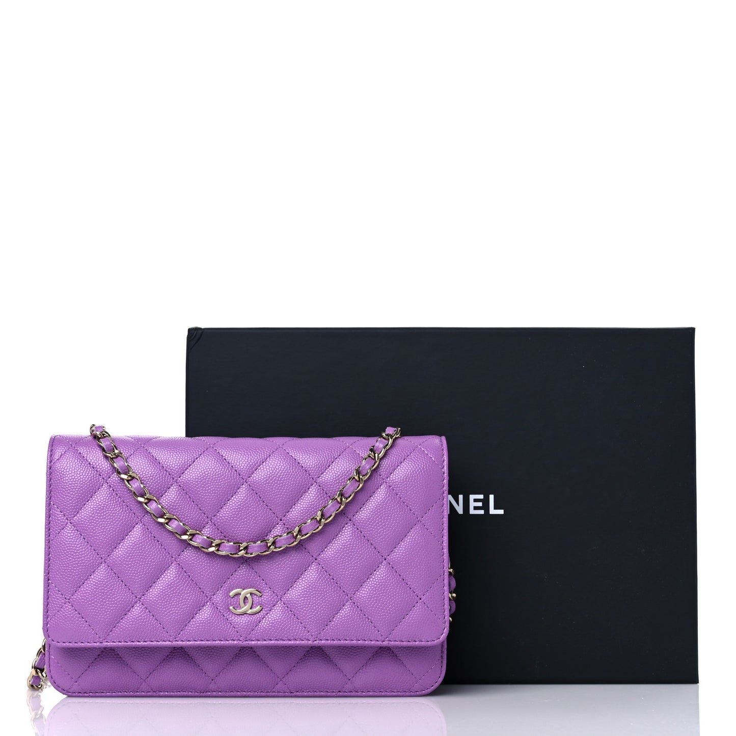 Caviar Quilted Wallet On Chain WOC Purple