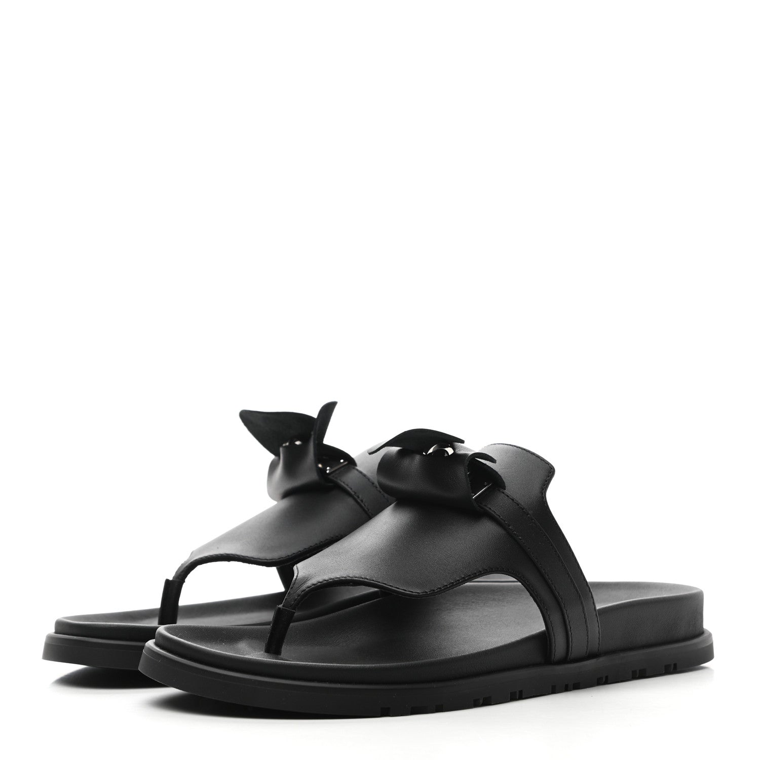 Hermes Calfskin Womens Empire Sandals 38 Black 3 of 7