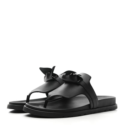 Hermes Calfskin Womens Empire Sandals 38 Black 3 of 7