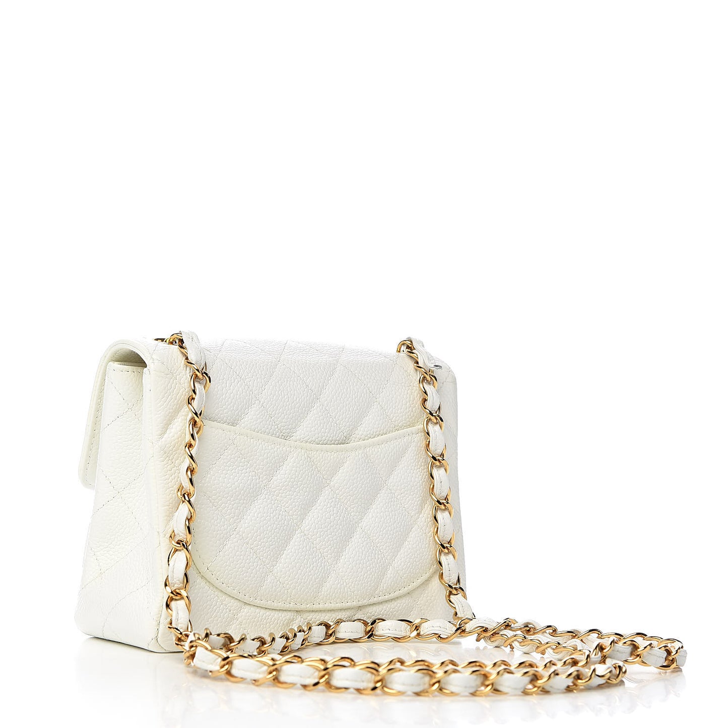 Caviar Quilted Mini Square Flap White