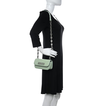 Balenciaga Extra Supple Calfskin Crocodile Embossed Gossip Chain Bag XS Light Green 2 of 11