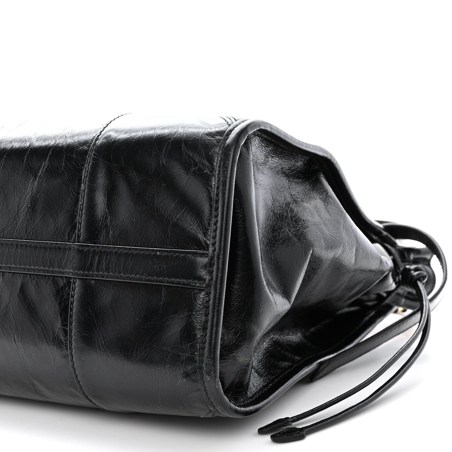 Glossy Calfskin Triangle Large Bonnie Shoulder Bag Black