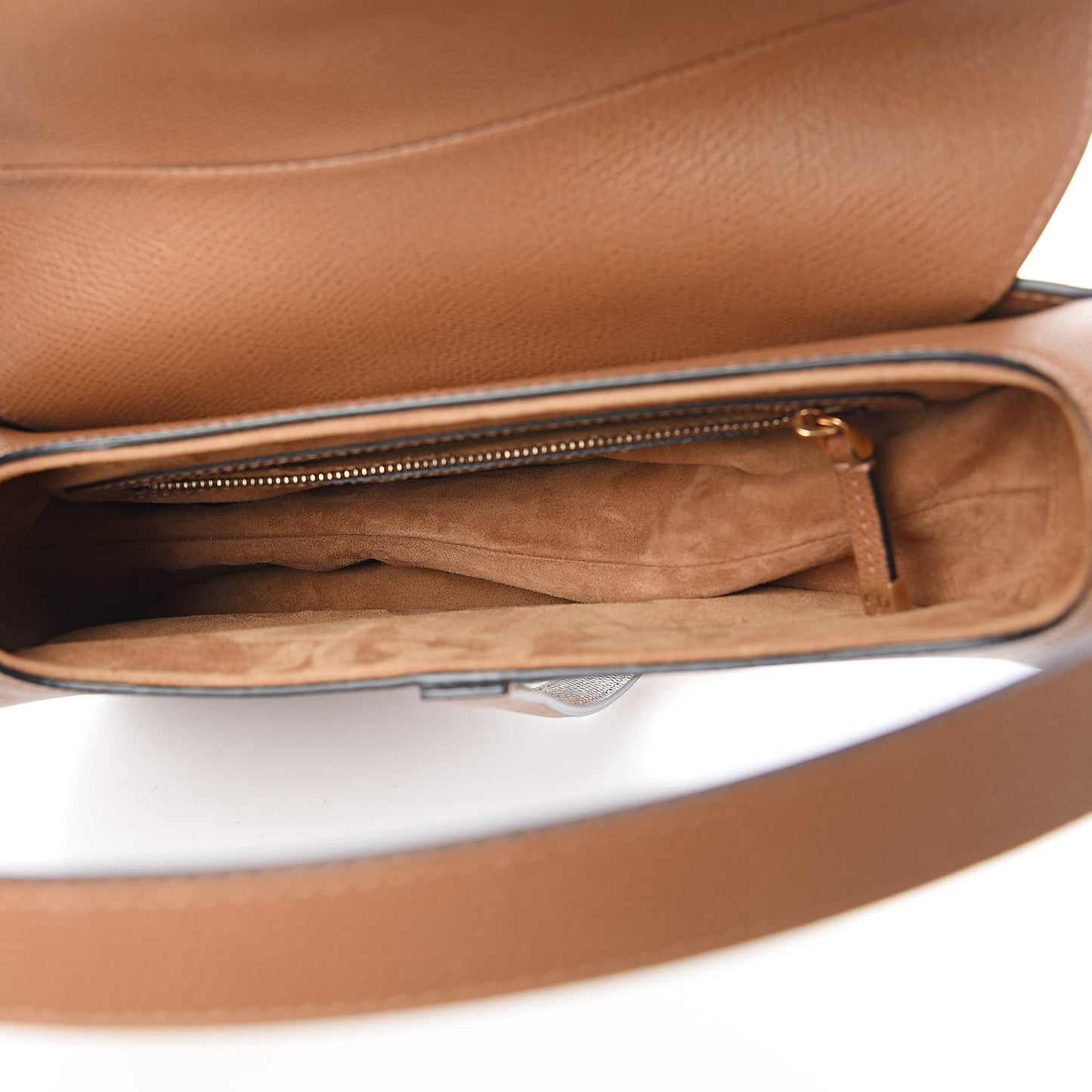 Grained Calfskin Saddle Bag Camello