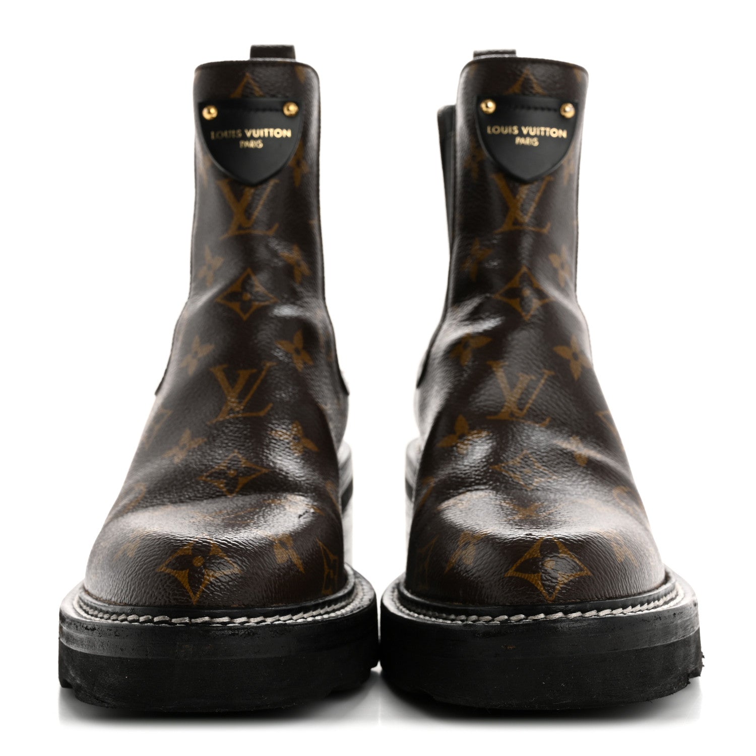 Louis Vuitton Patent Monogram LV Beaubourg Ankle Boots 39 Black 3 of 11
