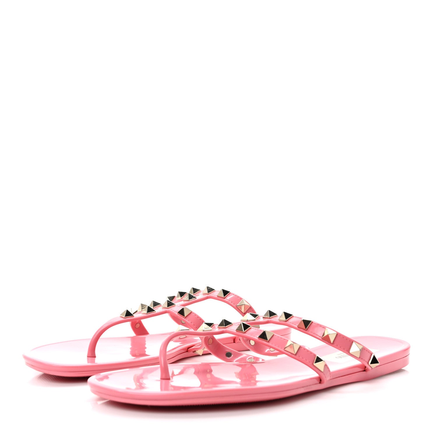 Valentino Garavani PVC Jelly Rockstud Caged Flat Thong Sandals 38 Dawn Pink 3 of 7
