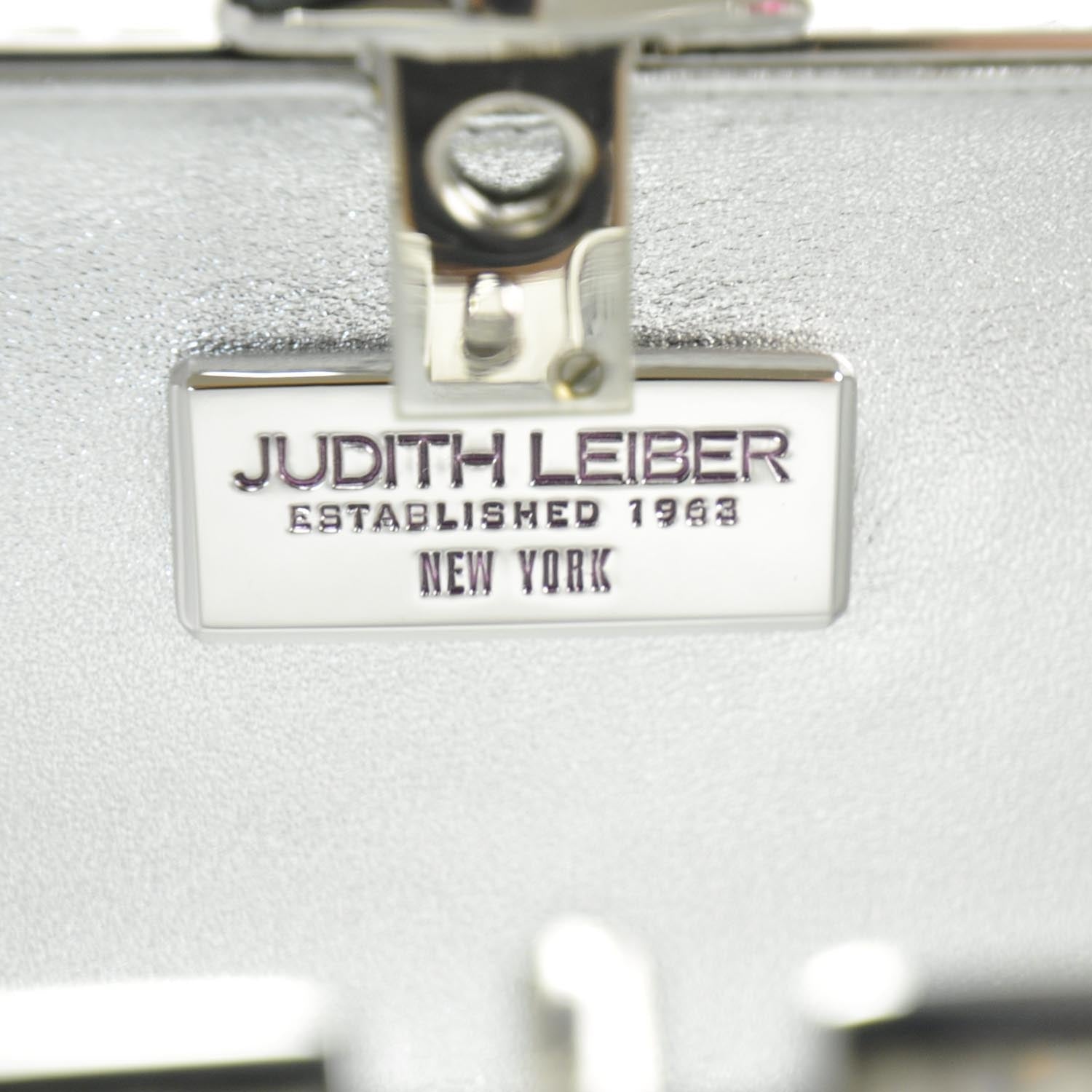 Judith Leiber Clear Austrian Crystal Studded Minaudiere Clutch Silver 7 of 8