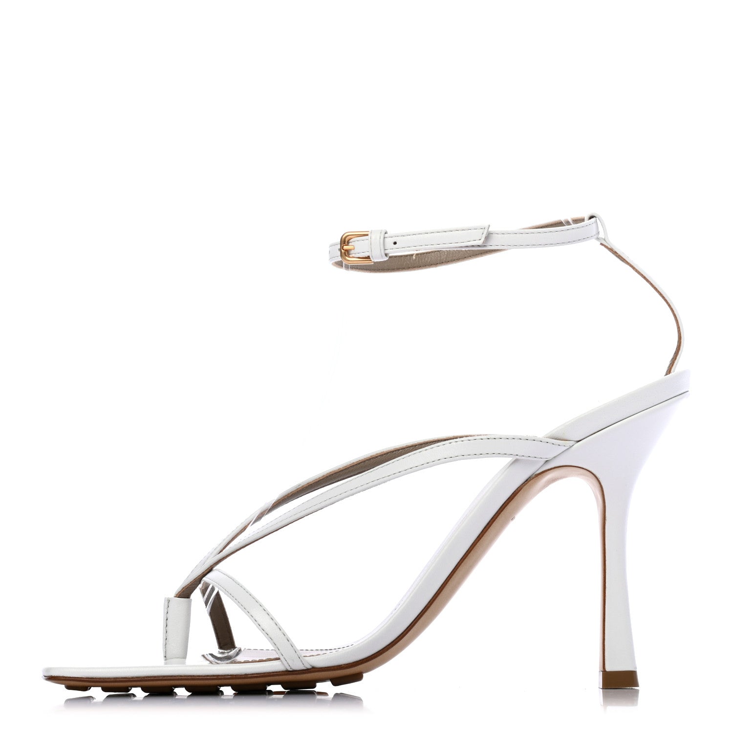Bottega Veneta Lambskin Stretch Multi Strap 90mm Sandals 39.5 Optic White 1 of 8