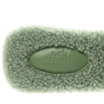Hermes Woolskin Oran Sandals 39.5 Vert D’eau 7 of 8