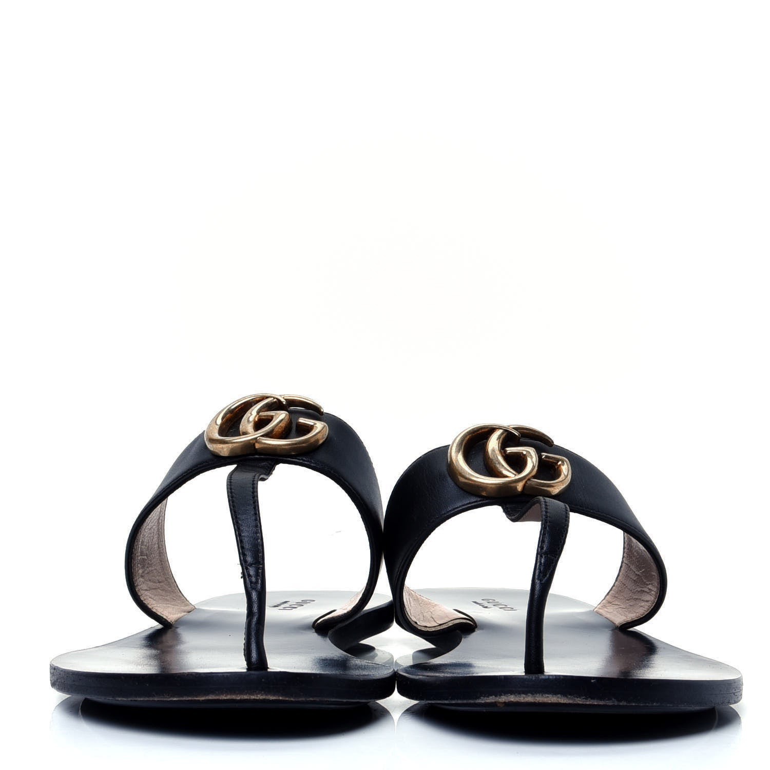 Gucci Calfskin GG Marmont Thong Sandals 39 Black 2 of 7