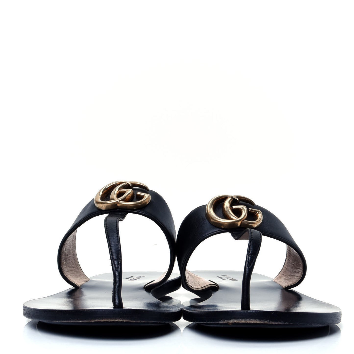 Calfskin GG Marmont Thong Sandals 39 Black