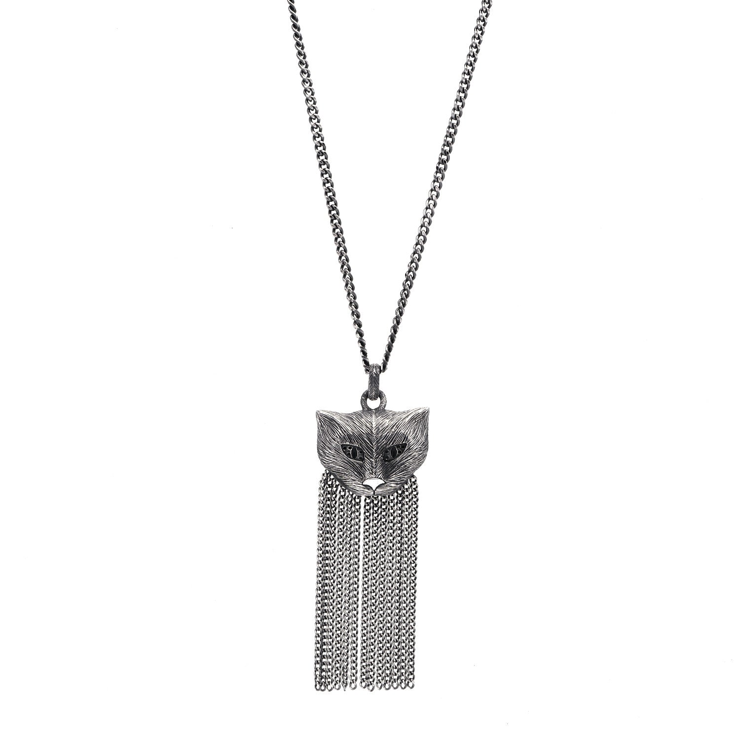Gucci Sterling Silver Feline Tassle Necklace 1 of 5