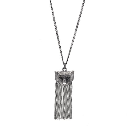 Gucci Sterling Silver Feline Tassle Necklace 1 of 5