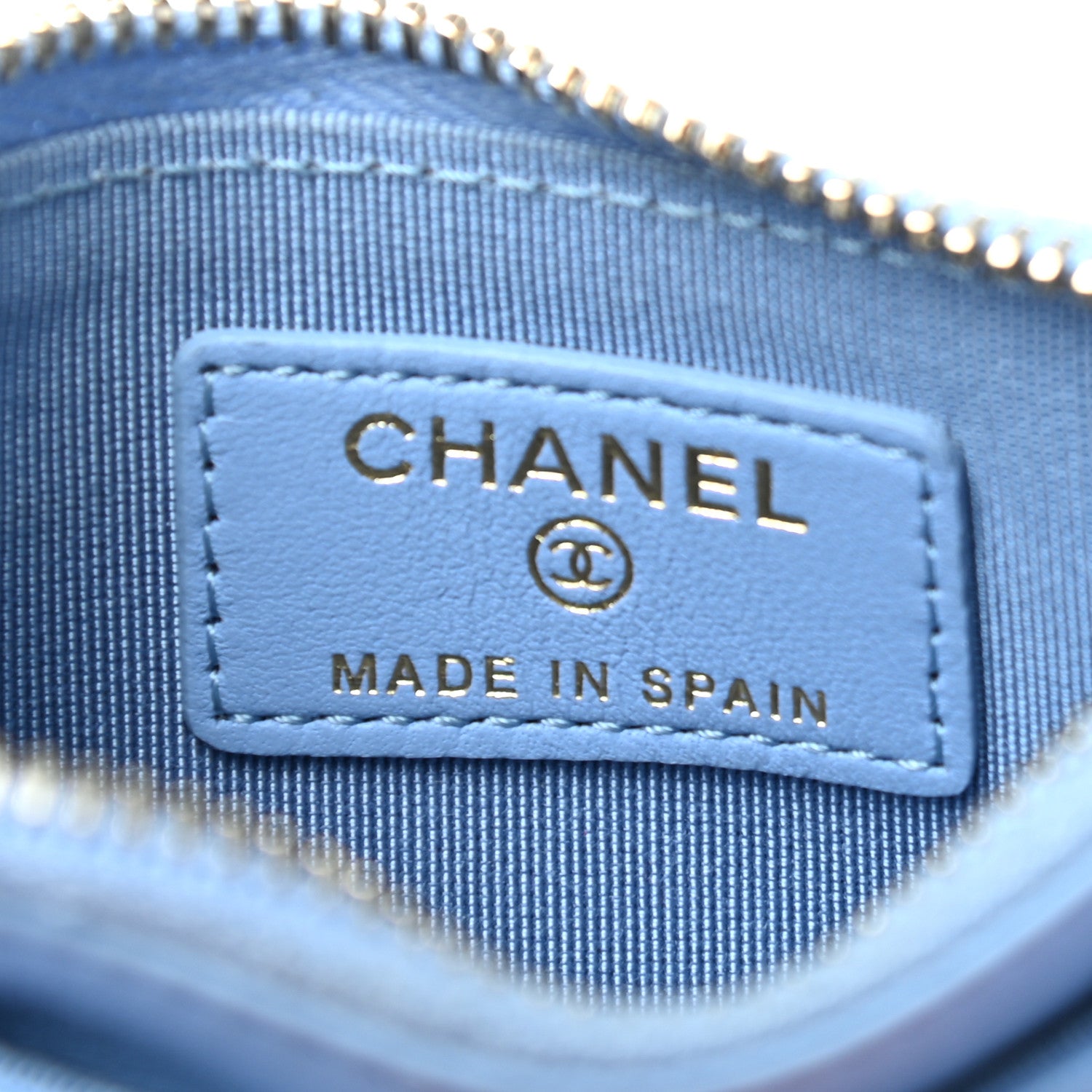 Chanel Lambskin Quilted CC Zip Card Holder Light Blue 6 of 6