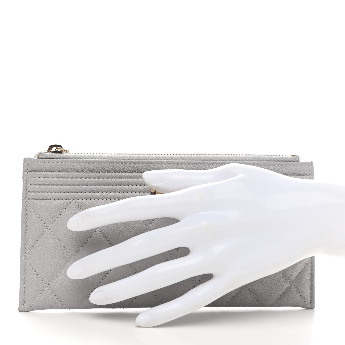 Caviar Quilted Classic Zip Boy Pouch Grey