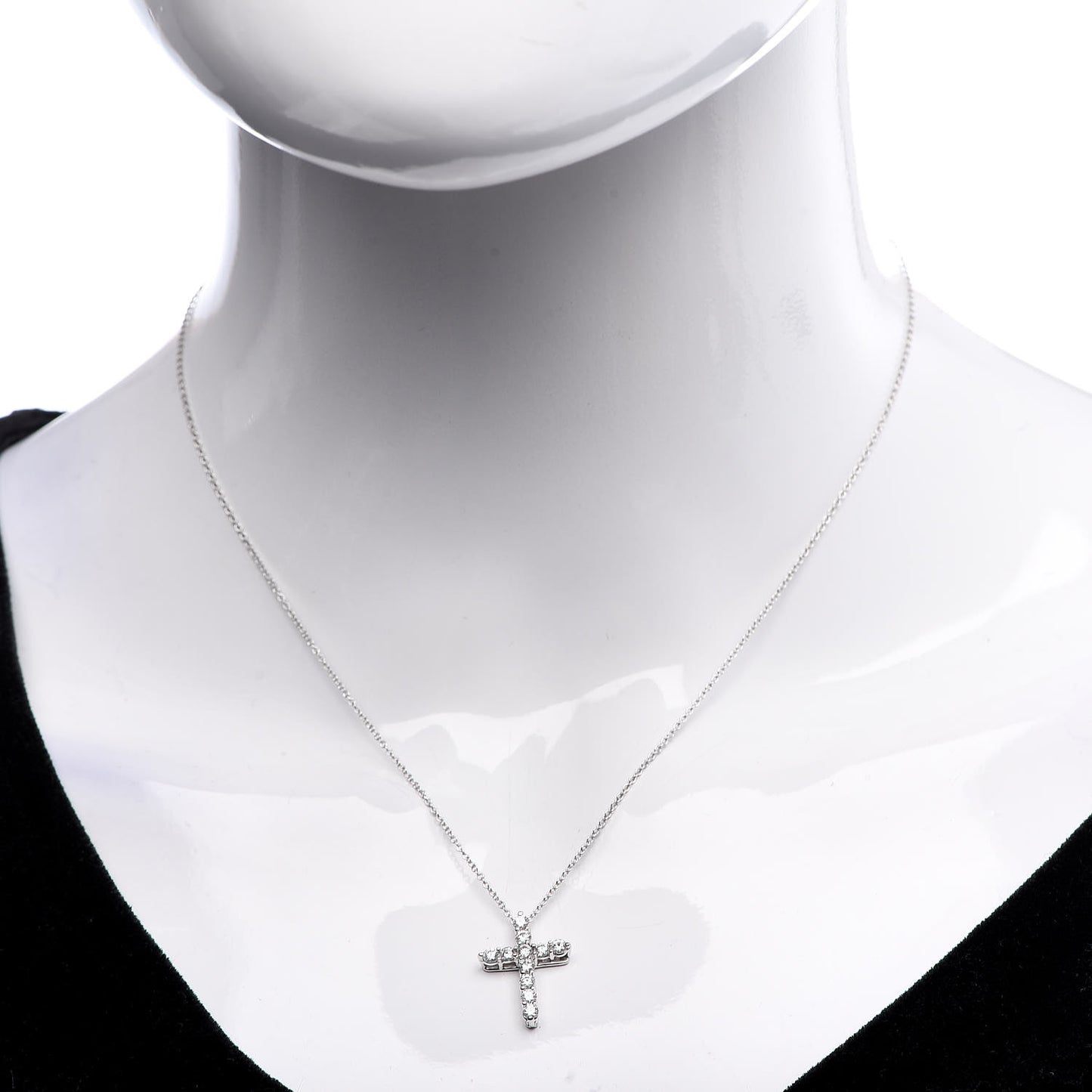 Platinum Diamond Small Cross Pendant Necklace