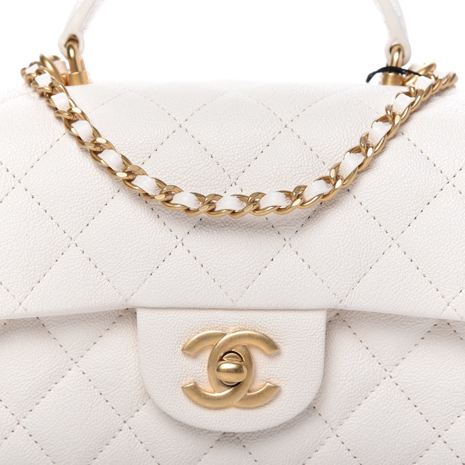 Chanel Caviar Quilted Mini Top Handle Rectangular Flap White 10 of 10