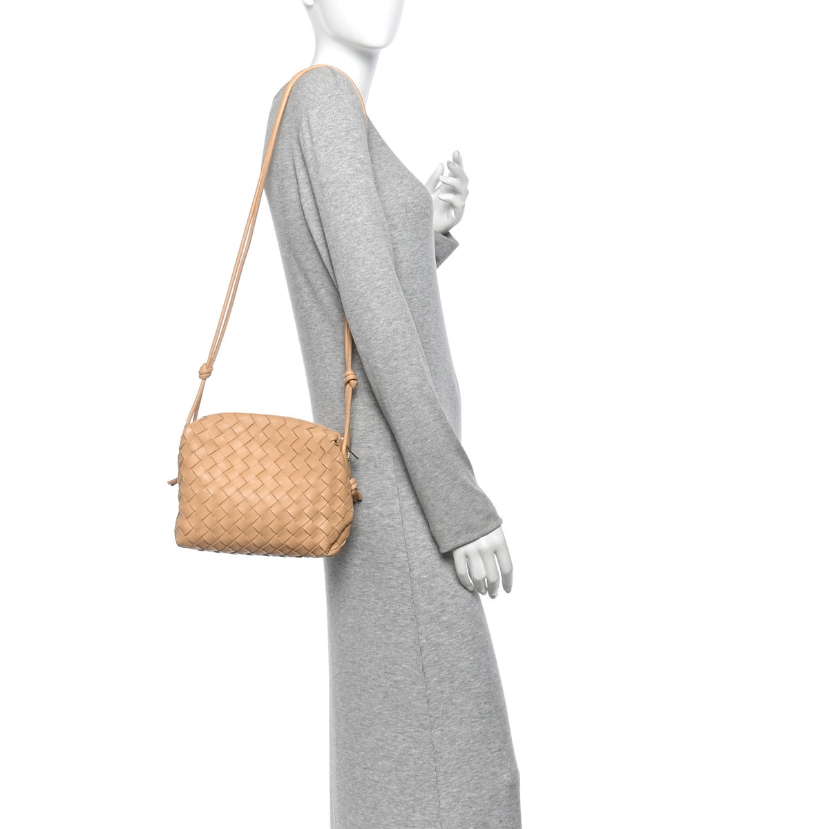 Nappa Intrecciato Small Loop Camera Bag Almond