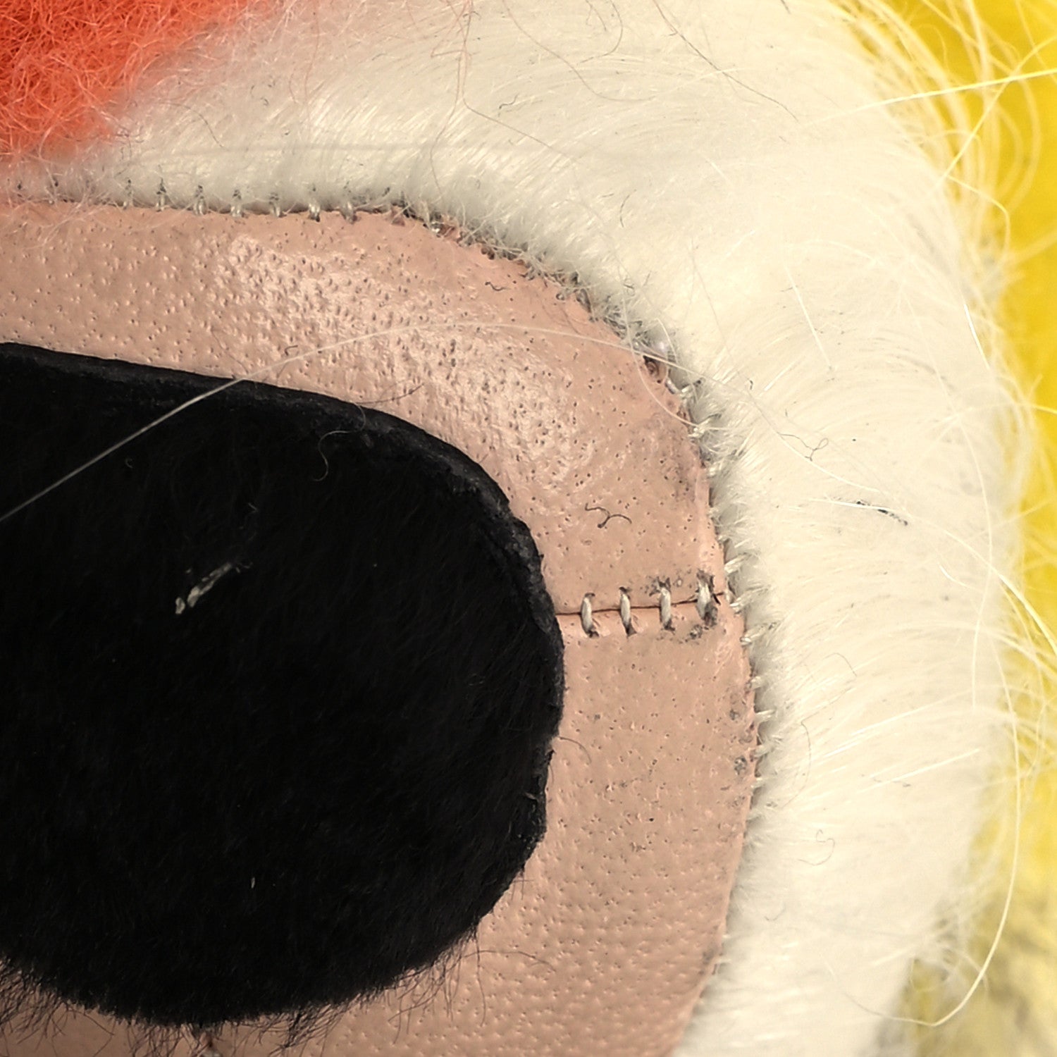 Fendi Fox Mink Goat Fur Mini Karlito Bag Charm White Black Flamingo 4 of 4