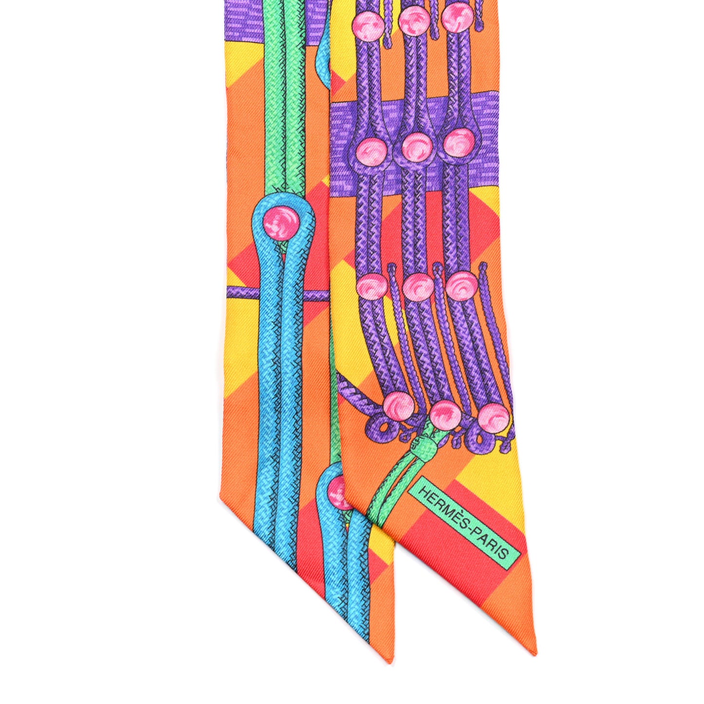 Silk Brandebourgs Twilly Orange Bouton D'Or Violet