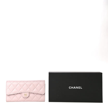 Chanel Caviar Quilted Large Gusset Flap Wallet Light Pink 12 of 12
